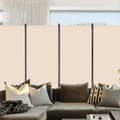 Miniatyrbillede 8 af 11: 4-panelers rumdeler i stof, privatlivsskærm til kontor og soveværelse, beige, pladsbesparende og stilfuld opdeling.