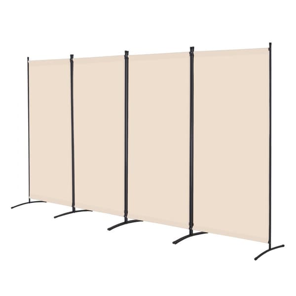 4-panelers rumdeler i stof, privatlivsskærm til kontor og soveværelse, beige, pladsbesparende og stilfuld opdeling.