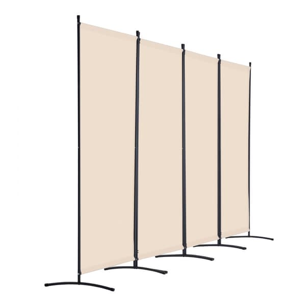 4-panelers rumdeler i stof, privatlivsskærm til kontor og soveværelse, beige, pladsbesparende og stilfuld opdeling.