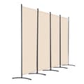 Miniatyrbillede 10 af 11: 4-panelers rumdeler i stof, privatlivsskærm til kontor og soveværelse, beige, pladsbesparende og stilfuld opdeling.