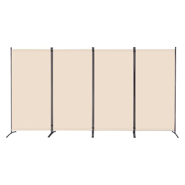 4-panelers rumdeler i stof, privatlivsskærm til kontor og soveværelse, beige, pladsbesparende og stilfuld opdeling.