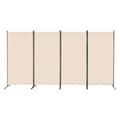 Miniatyrbillede 11 af 11: 4-panelers rumdeler i stof, privatlivsskærm til kontor og soveværelse, beige, pladsbesparende og stilfuld opdeling.