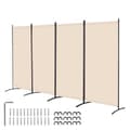 Miniatyrbillede 1 af 11: 4-panelers rumdeler i stof, privatlivsskærm til kontor og soveværelse, beige, pladsbesparende og stilfuld opdeling.