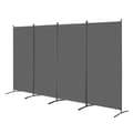 Miniatyrbillede 9 af 11: 4-panelers rumdivider, stof privatlivsskærm til kontor og soveværelse, grå, fleksibel og let at justere.