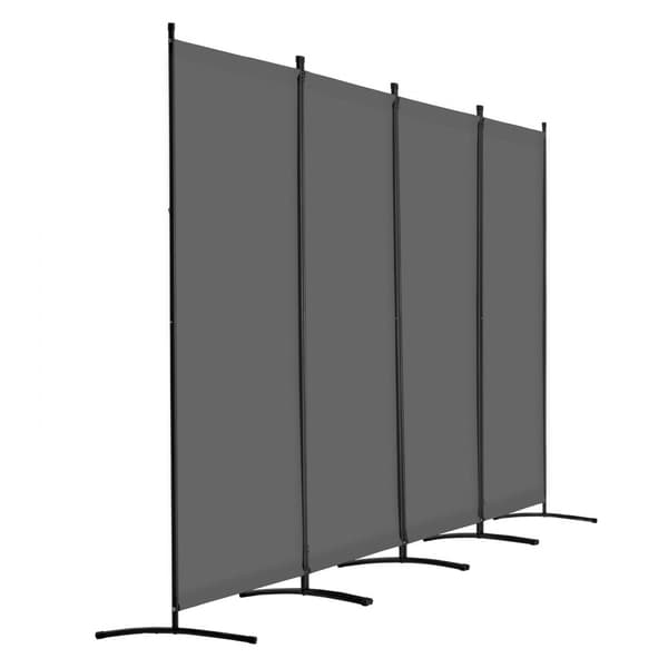 4-panelers rumdivider, stof privatlivsskærm til kontor og soveværelse, grå, fleksibel og let at justere.