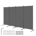 Miniatyrbillede 1 af 11: 4-panelers rumdivider, stof privatlivsskærm til kontor og soveværelse, grå, fleksibel og let at justere.