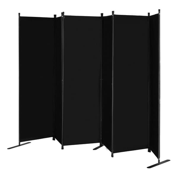 Room Divider 6 Panels, Stof, Rumafskærmning, Privatlivsskærm til Kontor og Soveværelse, Sort - Hurtig Opsætning, Pladsbesparende.