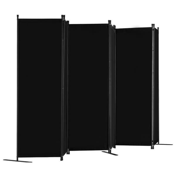 Room Divider 6 Panels, Stof, Rumafskærmning, Privatlivsskærm til Kontor og Soveværelse, Sort - Hurtig Opsætning, Pladsbesparende.