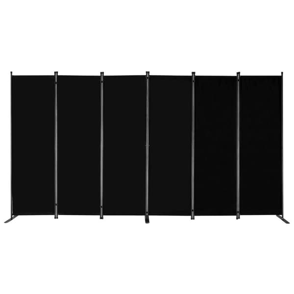 Room Divider 6 Panels, Stof, Rumafskærmning, Privatlivsskærm til Kontor og Soveværelse, Sort - Hurtig Opsætning, Pladsbesparende.
