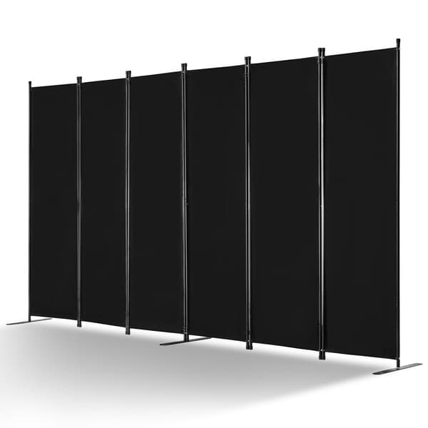 Room Divider 6 Panels, Stof, Rumafskærmning, Privatlivsskærm til Kontor og Soveværelse, Sort - Hurtig Opsætning, Pladsbesparende.