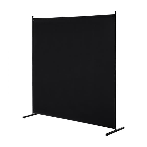 6FT Rumdeler, Enkeltpanel Stof Rumskærm, Sort Skillevæg til Kontor og Soveværelse, Nem Montering, Pladsbesparende Design.