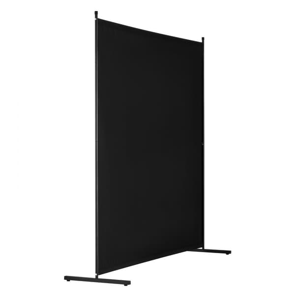 6FT Rumdeler, Enkeltpanel Stof Rumskærm, Sort Skillevæg til Kontor og Soveværelse, Nem Montering, Pladsbesparende Design.