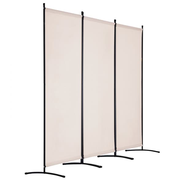 Rumdeler 3-paneler, stof skærm til privatliv til kontor og soveværelse, beige, modern design, fleksibel og pladsbesparende.
