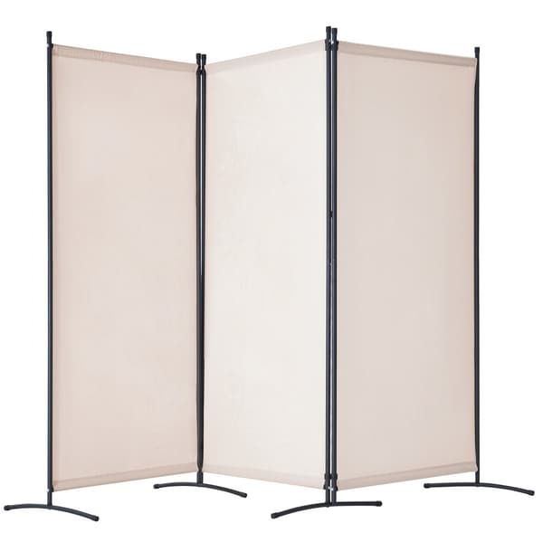 Rumdeler 3-paneler, stof skærm til privatliv til kontor og soveværelse, beige, modern design, fleksibel og pladsbesparende.
