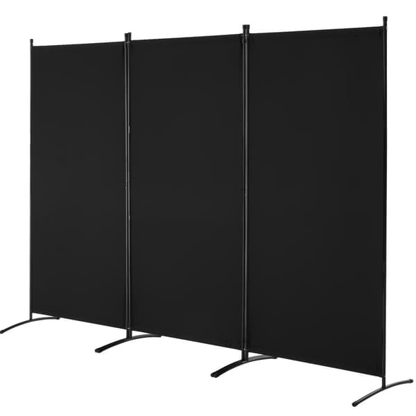 Rummdivider 3 Paneler, Stof, Privatlivsskærm til Kontor & Soveværelse, Sort, Let at Flytte, Elegant Design.