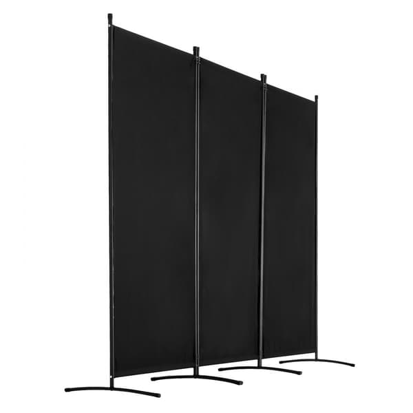 Rummdivider 3 Paneler, Stof, Privatlivsskærm til Kontor & Soveværelse, Sort, Let at Flytte, Elegant Design.
