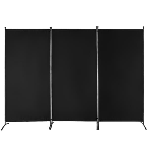 Rummdivider 3 Paneler, Stof, Privatlivsskærm til Kontor & Soveværelse, Sort, Let at Flytte, Elegant Design.