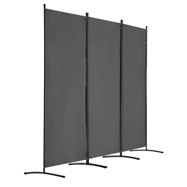 3-panelers stof rumdeler, privatlivsskærm til kontor og soveværelse, grå, fleksibel opdeling, moderne design.