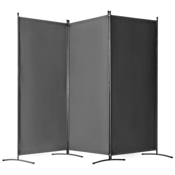 3-panelers stof rumdeler, privatlivsskærm til kontor og soveværelse, grå, fleksibel opdeling, moderne design.