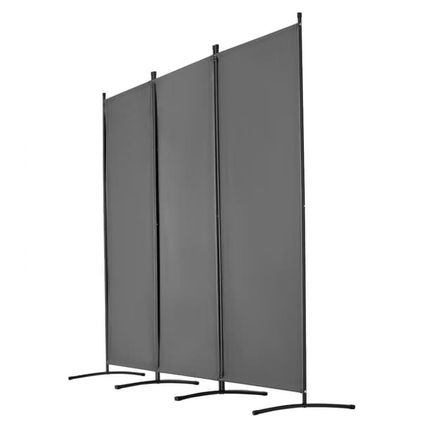 3-panelers stof rumdeler, privatlivsskærm til kontor og soveværelse, grå, fleksibel opdeling, moderne design.