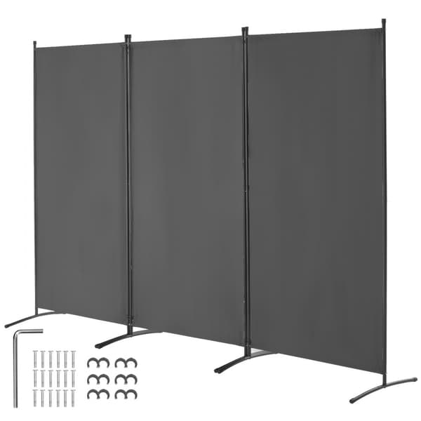 3-panelers stof rumdeler, privatlivsskærm til kontor og soveværelse, grå, fleksibel opdeling, moderne design.