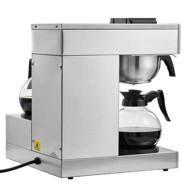 Kommerciel dryp kaffemaskine 12 kopper, inkl. 3 glaskarafler og 3 varmere, hurtig brygning, ideel til kontor og café.