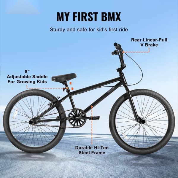 24-tommer BMX cykel, Freestyle cykel til mænd og børn, Hi-Ten stålstel, robust og holdbar, perfekt til tricks og sjov!