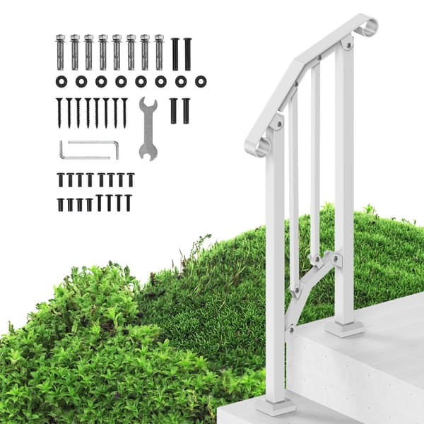 Askel kaiteet ulkokäyttöön senioreille, Porch Deck Retro Arch, Valkoinen, turvallisuus ja tyyli