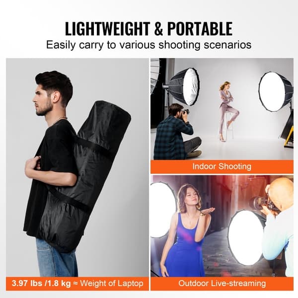 Parabolisk Softbox 33, Quick Release og Hurtig Folding, Bærbar Lysudstyr til Professionel Foto