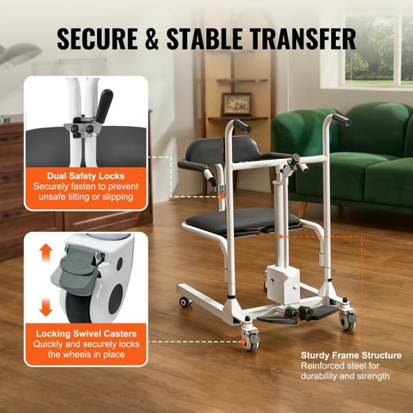 Elektrisk Patientlyftstol, Ergonomisk Design, 180° Delad Sits, Säker och Bekväm Användning, Perfekt för Vård och Rehab
