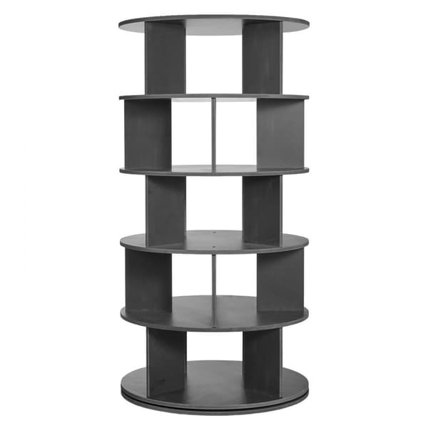 5-lags roterende skostativstativ 360°, spinning sko display, karrusel, sort, pladsbesparende, ideel til butikker og hjem.