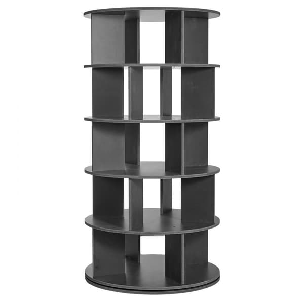 5-lags roterende skostativstativ 360°, spinning sko display, karrusel, sort, pladsbesparende, ideel til butikker og hjem.