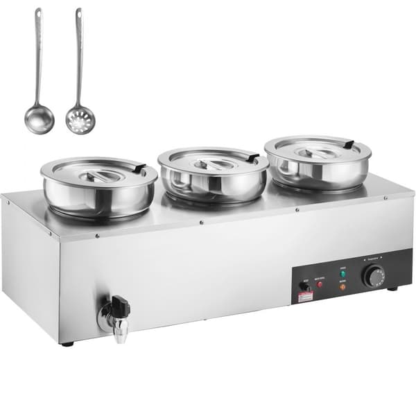 Kommersiell Soppvärmare, 3*7,4Qt Gryta, Justerbar temperaturkontroll, Hög effektivitet, Perfekt för restauranger