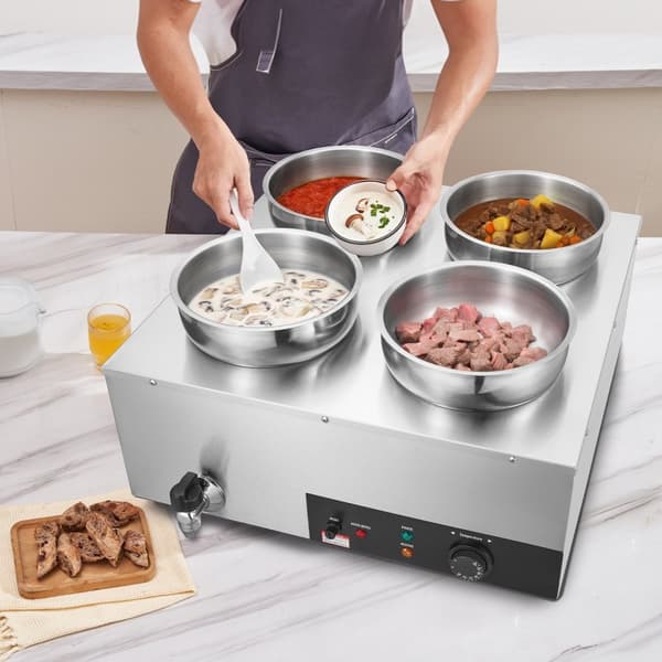 Kommerciel suppevarmer 4x7,4Qt, suppestation med hurtig opvarmning, elektrisk kedel til restauranter, catering og events