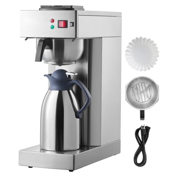 Kommerciel dryp kaffemaskine 12 kopper med termisk karaffel, ideel til restaurant og kontor, hurtig brygning og holdbarhed.