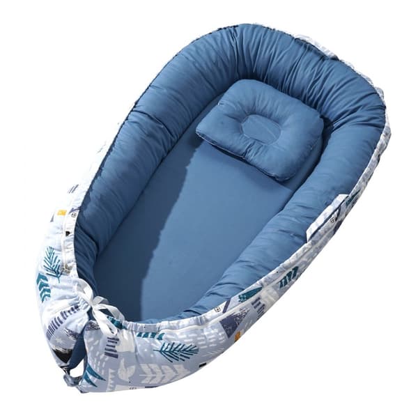 Babylounge Nyfödd nesting säng, 100 % bomull, nackstöd, bekväm och säker för avslappning och sömn, två överdrag