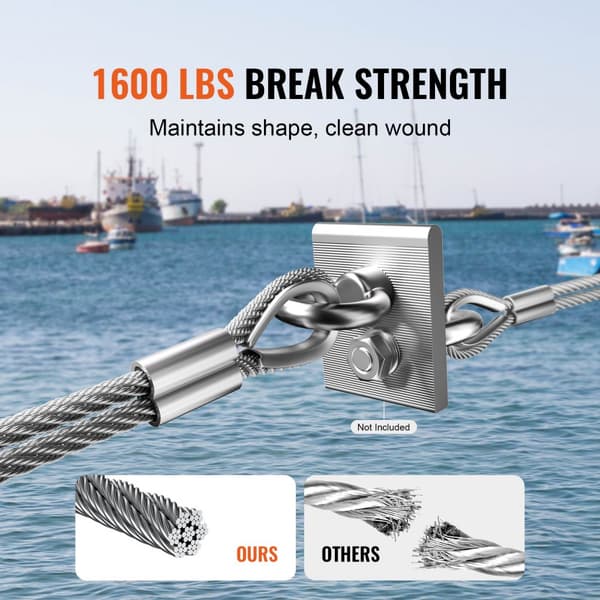 T304 Rustfrit Stål Kabel 1/8, 7x7 Stålwirereb, 100 Fod Kabelgelænder, Holdbart, Kvalitet, Ideelt til Udendørs Brug