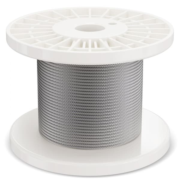 T304 Rustfrit Stål Kabel 1/8, 7x7 Stålwirereb, 100 Fod Kabelgelænder, Holdbart, Kvalitet, Ideelt til Udendørs Brug