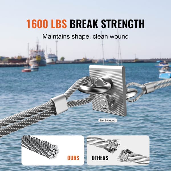 T316 rostfritt stål kabel 1/8, 7x7 stålvajer, 1000 fot, hållbar och stark, perfekt för marina och industriella tillämpningar