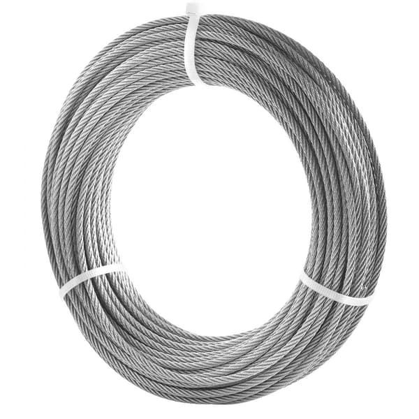 T316 rustfrit stålkabel 1/8 7x7 wire reb, 100 fod kabelgelænder, holdbart, vejrbestandigt, til udendørs brug.