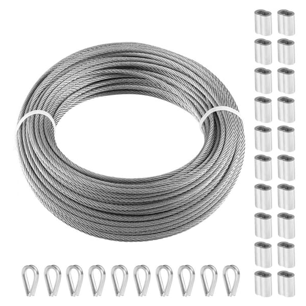T316 rustfrit stålkabel 1/8 7x7 wire reb, 100 fod kabelgelænder, holdbart, vejrbestandigt, til udendørs brug.
