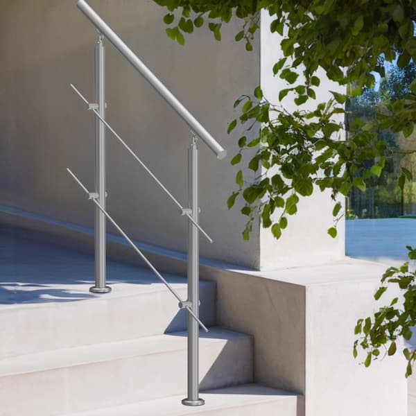 Ledstänger för utomhustrappor 39,4 tum, 2 tvärbalkar, perfekt för verandadäck, säkerhet, hållbar design, enkel installation