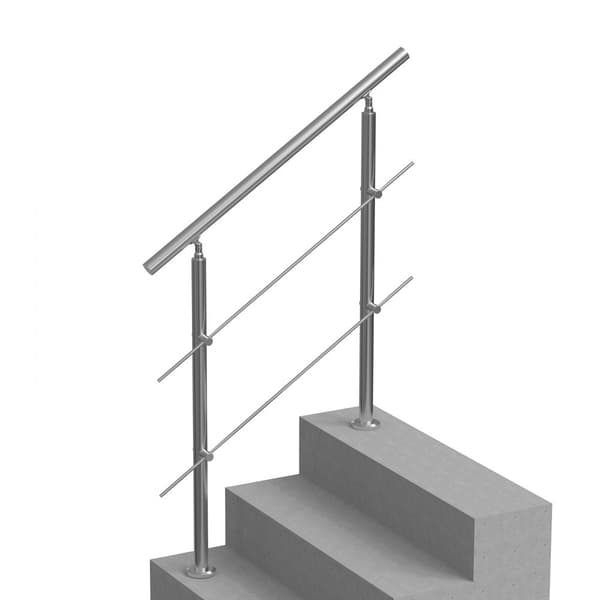 Ledstänger för utomhustrappor 39,4 tum, 2 tvärbalkar, perfekt för verandadäck, säkerhet, hållbar design, enkel installation