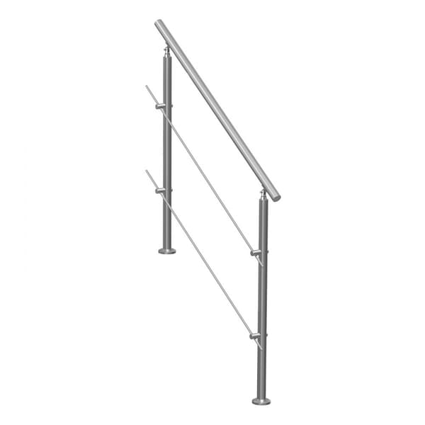 Ledstänger 47,2 tum för utomhustrappa, 2 tvärbalkar, säker och stilren, enkel installation, robust design, hållbarhet och kvalitet