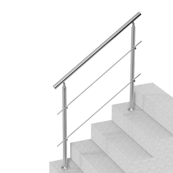 Ledstänger 47,2 tum för utomhustrappa, 2 tvärbalkar, säker och stilren, enkel installation, robust design, hållbarhet och kvalitet