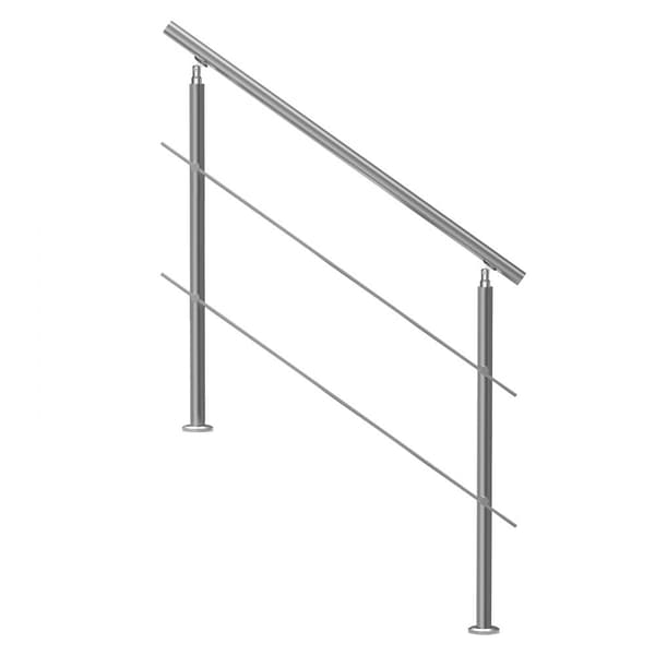 Ledstänger 47,2 tum för utomhustrappa, 2 tvärbalkar, säker och stilren, enkel installation, robust design, hållbarhet och kvalitet