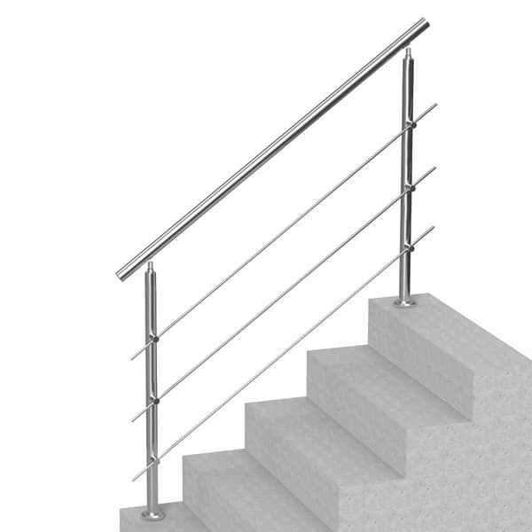 59 Tommer Gelændere til Udendørs Trin, 3 Tværstænger Trappe, Robust Design til Verandadæk.