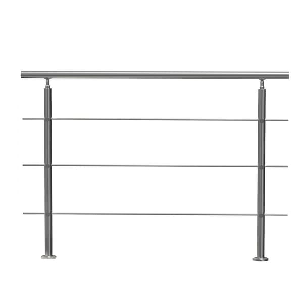 59 Tommer Gelændere til Udendørs Trin, 3 Tværstænger Trappe, Robust Design til Verandadæk.