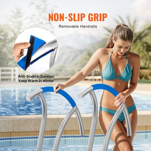Pool Handledare 2 ST 30x30in rostfritt stål med bottenplatta för spa, robust konstruktion, enkel installation, perfekt för utomhusbruk