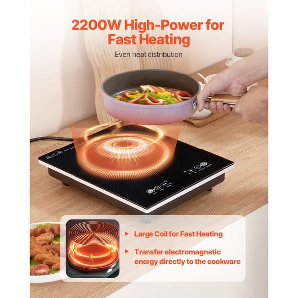 Kannettava 2200W Induktioliesi, 11 Lämpötilatasoa, Pöytätason Poltin